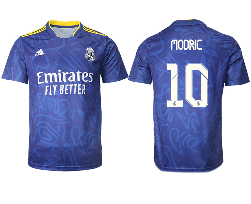 Men 2021-2022 Club Real Madrid away aaa version blue #10 Soccer Jersey->real madrid jersey->Soccer Club Jersey